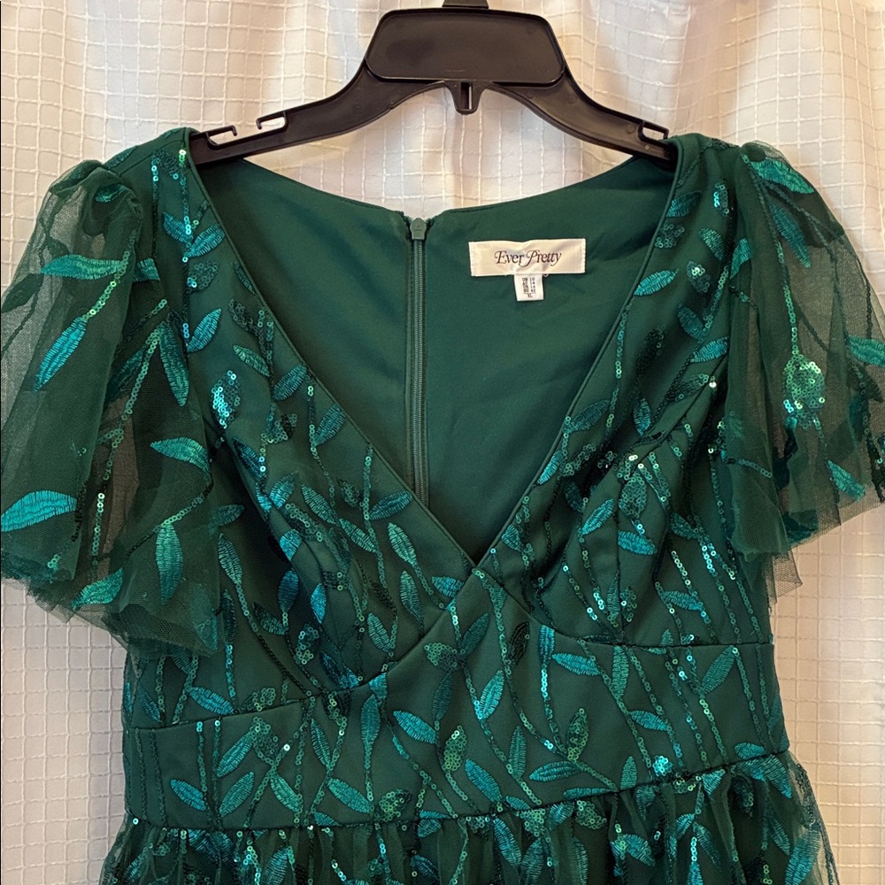 Ever Pretty Green Sequin Leaf A-line Midi Length Dress - Picture 3 of 9